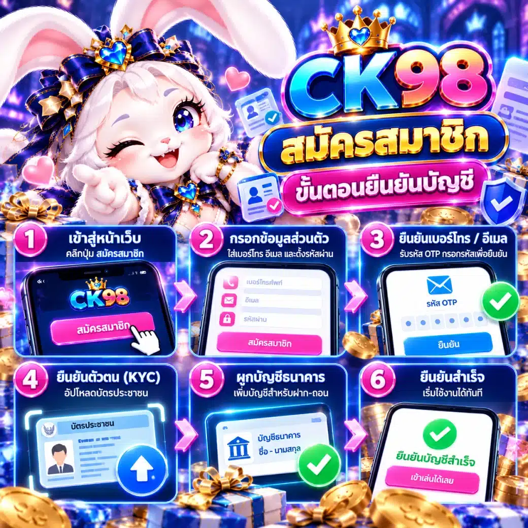 CK98 สมัครสมาชิก ขั้นตอนยืนยันบัญชี